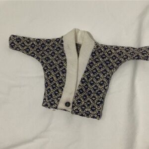 Vintage Ken Cardigan sweater, blue and white.